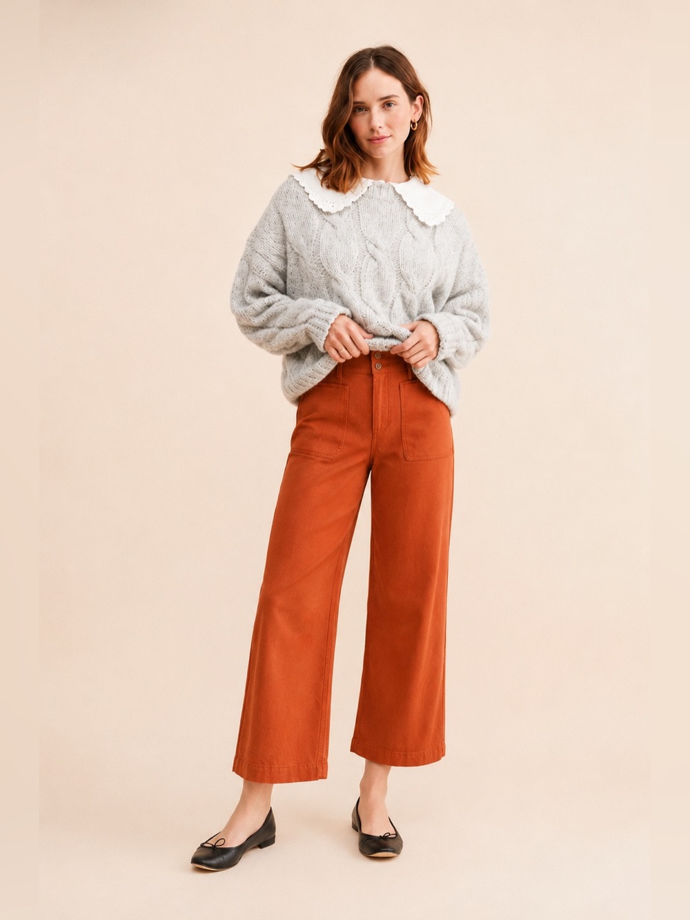 Anthropologie Unpublished Gemma Rust Wide Leg Crop Pants Size 28